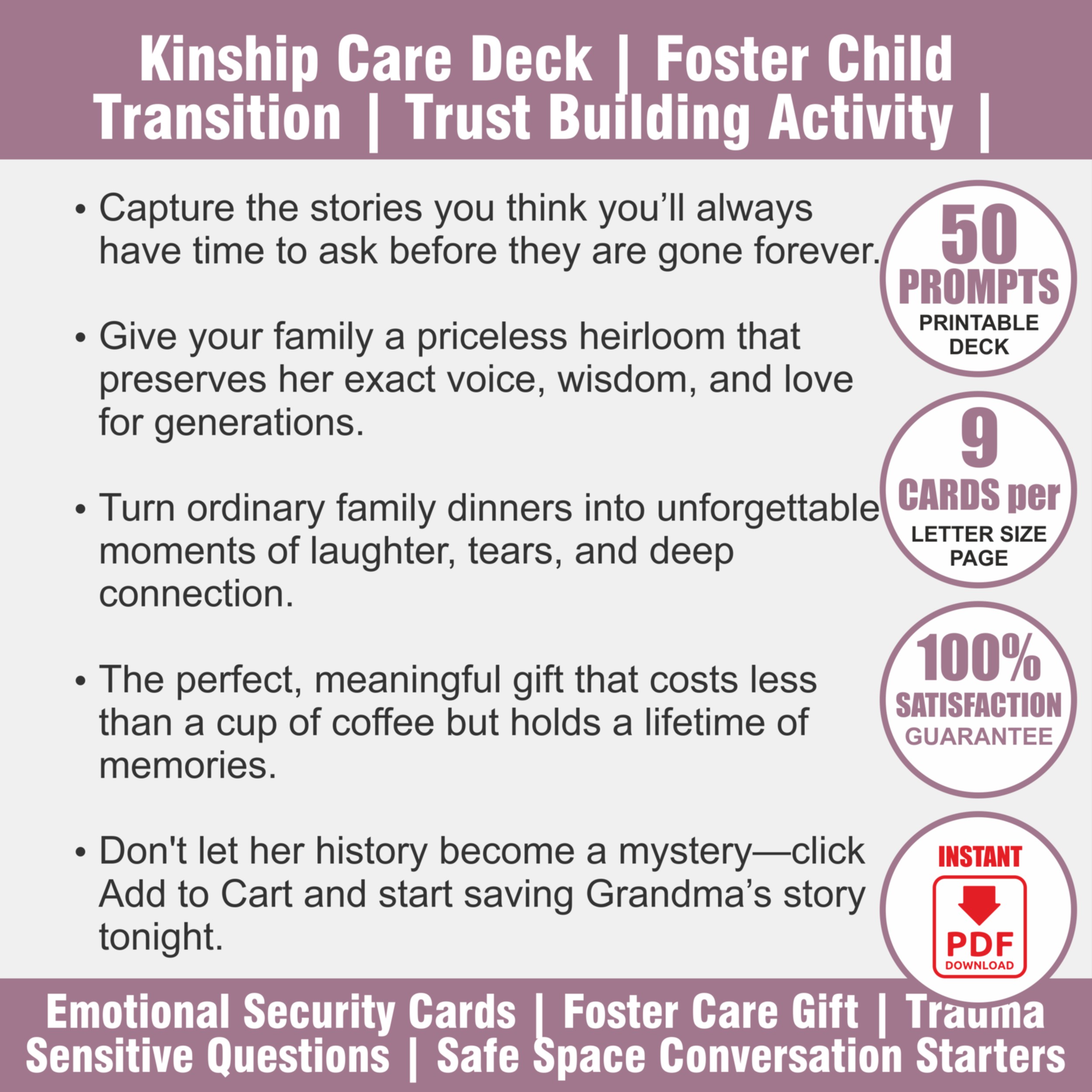 Foster Care Bonding Activities | Kinship Care Conversation Cards PDF - View 2